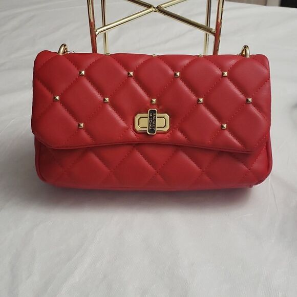 Badgley Mischka Studs Embossed Red Crossbody Shoulder Embossed Bag NWT - Picture 6 of 12